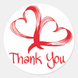 Stickers Merci Red Hearts Love