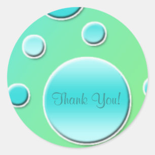 Stickers Merci rond Lime et Aqua 1,5 po