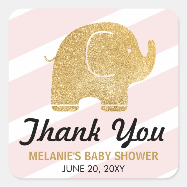 Stickers Merci rose Faux Parties scintillant Eleph (Devant)