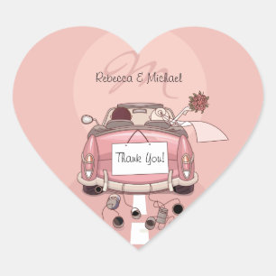 Stickers Merci rose Getaway pour mariée mignonne