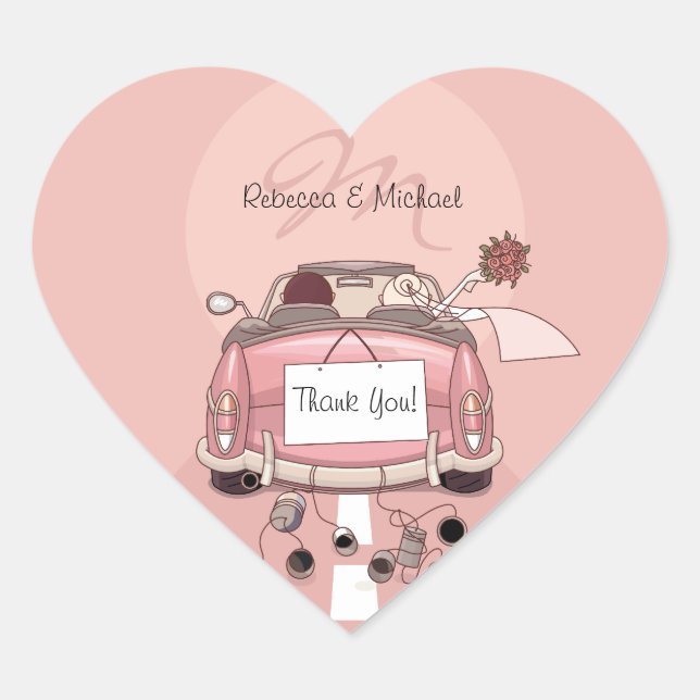 Stickers Merci rose Getaway pour mariée mignonne (Devant)