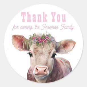 Stickers Merci rose Vache
