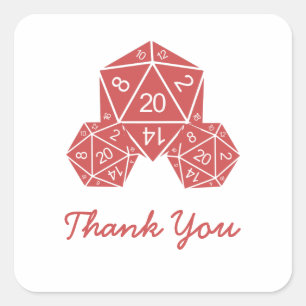 Stickers Merci rouge D20 dés