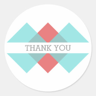 Stickers Merci rouge géométrique turquoise