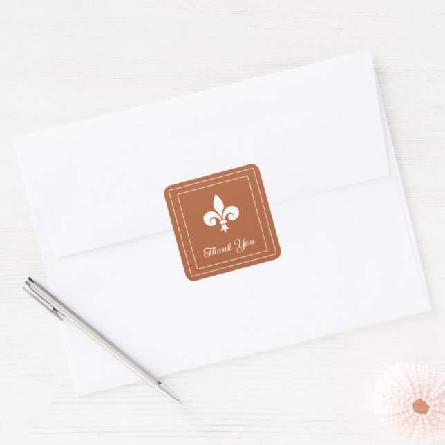 Stickers Merci Rust Fleur de Lis (Enveloppe)