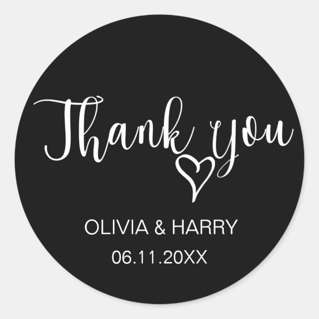 Stickers Merci simple de mariage préféré | Noir (Devant)