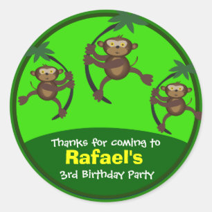 stickers Merci : Stickers d'anniversaire :: Singes