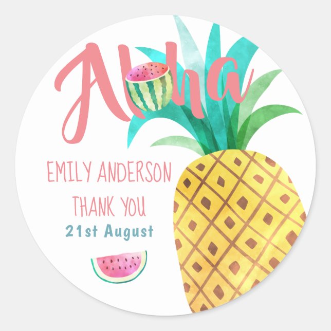 Stickers Merci tropical de la fruité ananas (Devant)