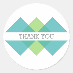 Stickers Merci turquoise vert géométrique