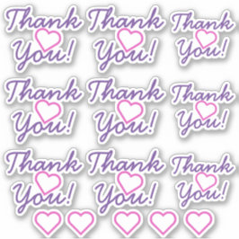Stickers "Merci" violet, forme de coeur rose
