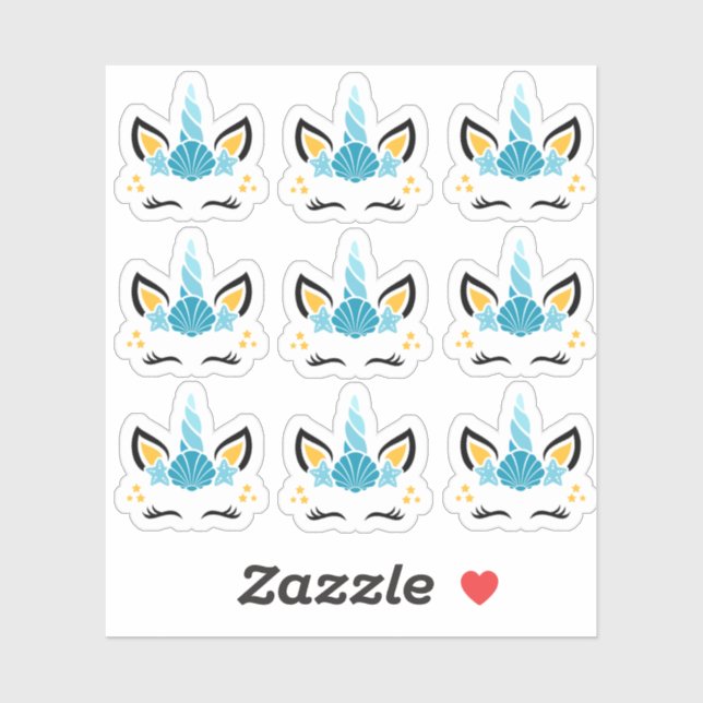 Stickers Mermaid Summer Unicorn (Feuille)