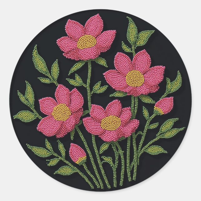 Stickers Metis Beadwork Art natif Cosmos Fleurs (Devant)