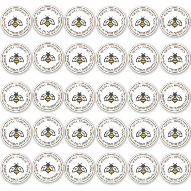 Stickers Miel Vinyle de 30 pouces Abeille Jaune (Devant)