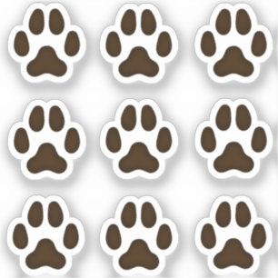 Stickers Mini Chien Empreintes de pattes Brown fon