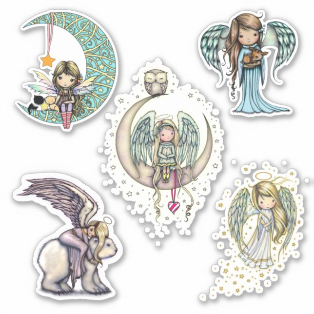 Stickers Monde Whimsical Angels Fées mignonne! (Devant)