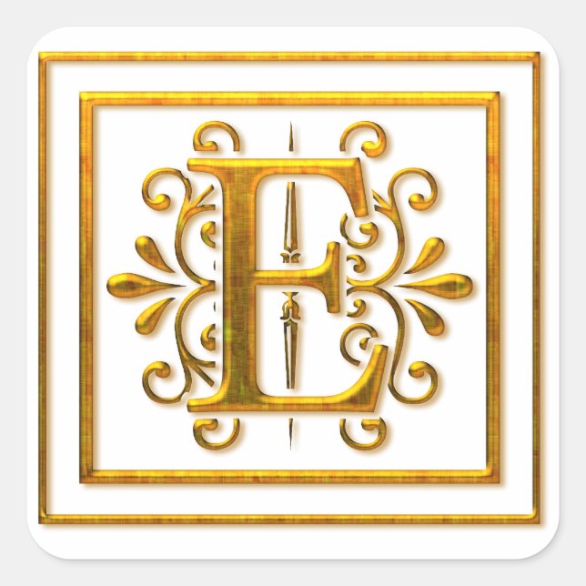 Stickers Monogram Golden E élégant (Devant)