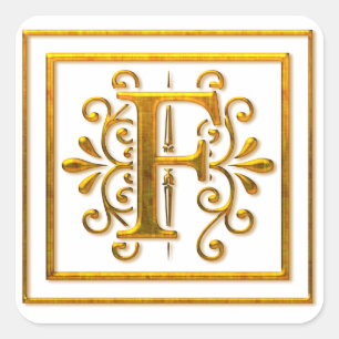 Stickers Monogram Golden F élégant