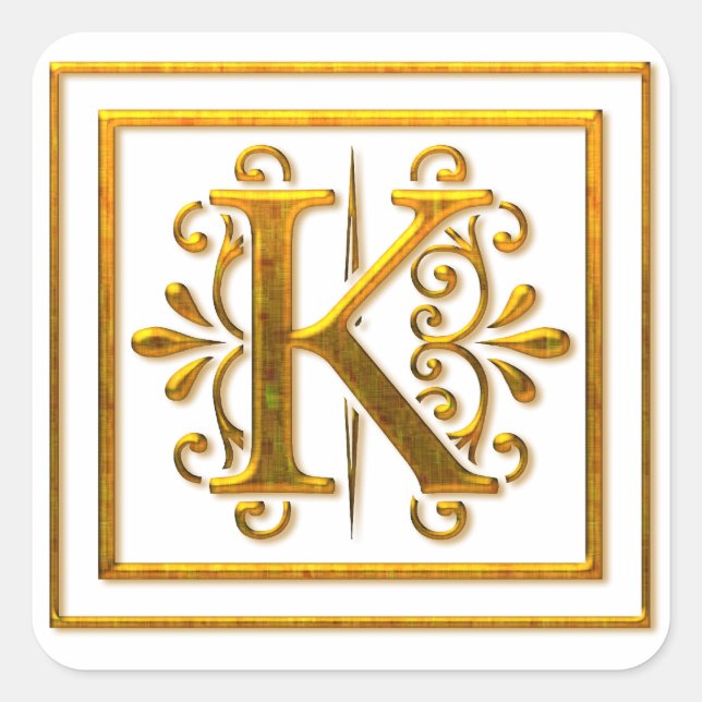 Stickers Monogram Golden K élégant (Devant)