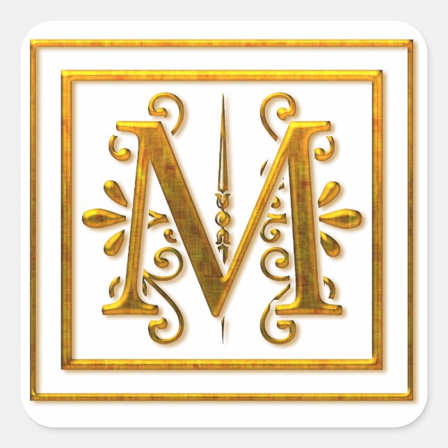Stickers Monogram Golden M élégant (Devant)