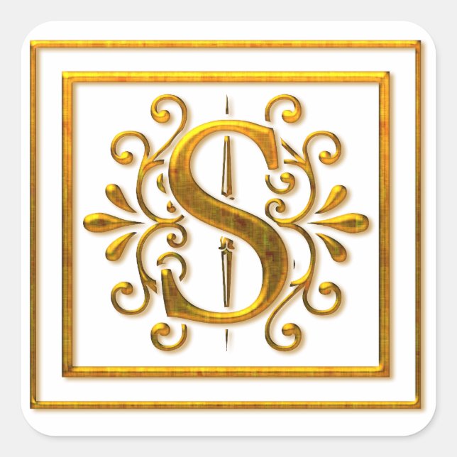 Stickers Monogram Golden S élégant (Devant)