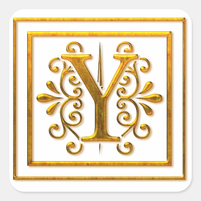 Stickers Monogram Golden Y élégant (Devant)
