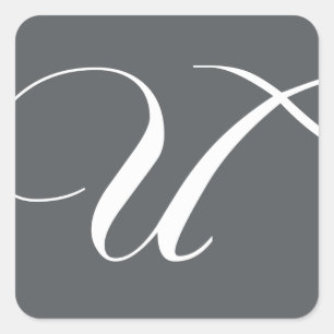 Stickers Monogram U élégant pour Mariage Grey