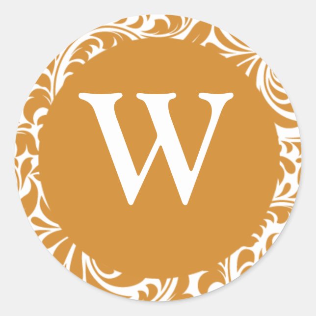 Stickers Monogram W Latte White Invitation Seals (Devant)