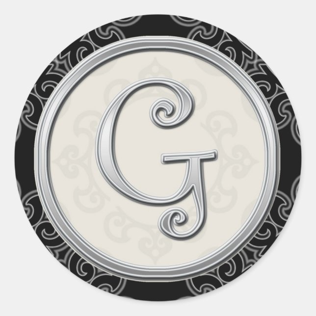 Stickers Monogramme argent élégant : Sceau G initi (Devant)