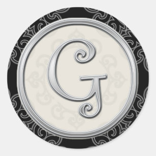 Stickers Monogramme argent élégant : Sceau G initi
