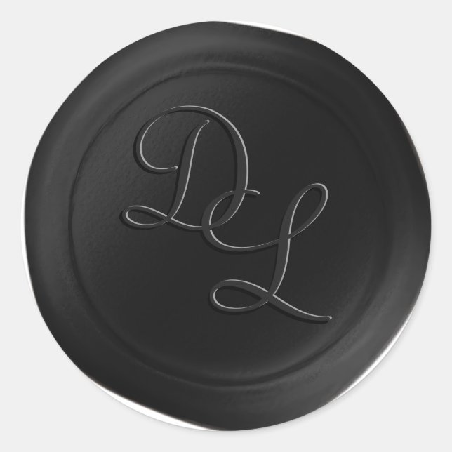 Stickers Monogramme cire presque noir 2 lettres (Devant)