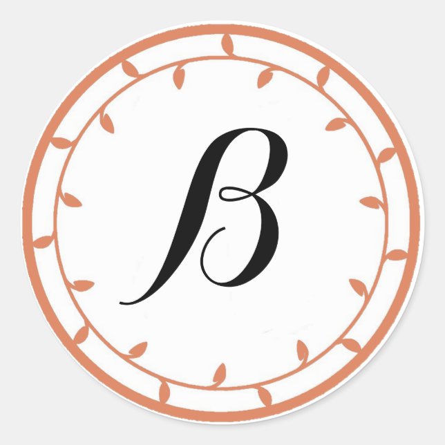 Stickers Monogramme couleur orange épice (Devant)
