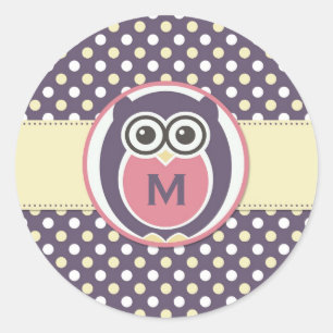 Stickers Monogramme de chou de nuit jaune violet