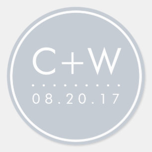 Stickers Monogramme de mariage moderne gris clai