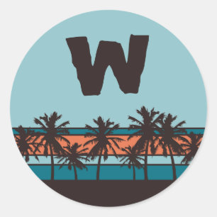 Stickers Monogramme de plage Retro