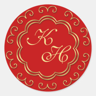 Stickers Monogramme d'inspiration indienne en roug