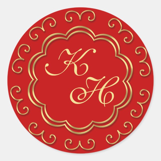 Stickers Monogramme d'inspiration indienne en roug (Devant)