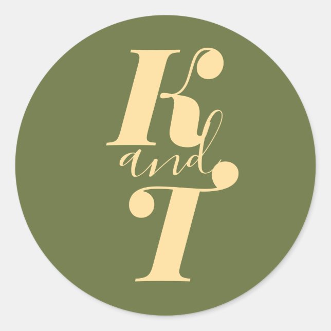 Stickers Monogramme Mariage Boho minimaux (Devant)