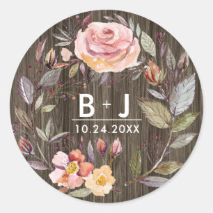 Stickers Monogramme Mariage en bois d'automne
