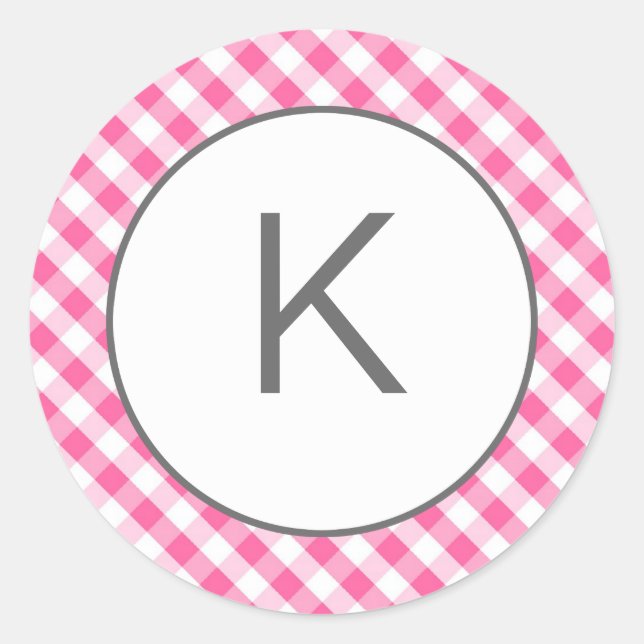 Stickers Monogramme rose En vichy Motif (Devant)