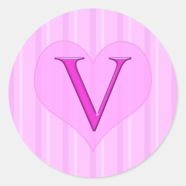 Stickers Monogramme rose V 001 (Devant)
