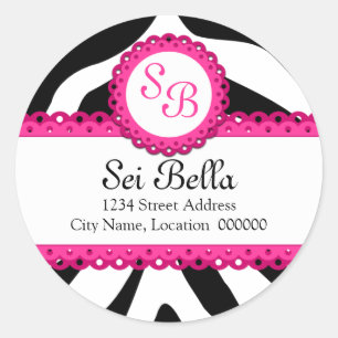 Stickers Monogrammes en dentelle rose et imprimé Z