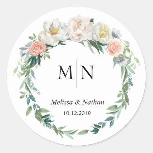 Stickers Monogrammes Mariages à couronne classique