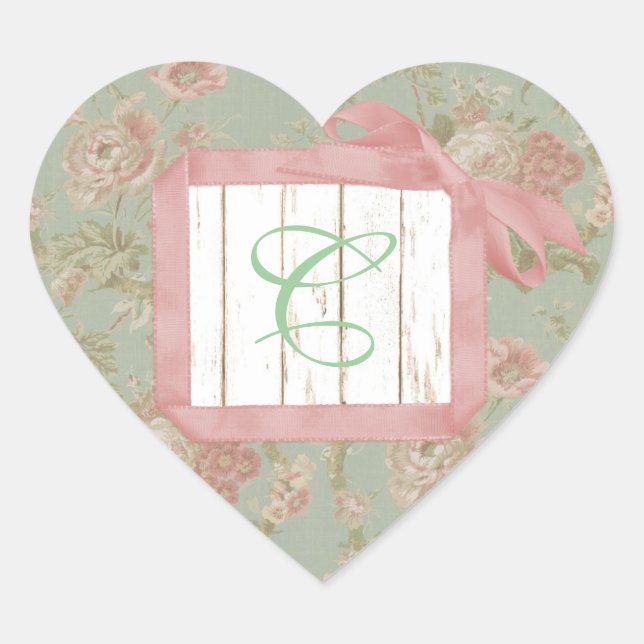 Stickers Monogrammes Roses Shabby (Devant)