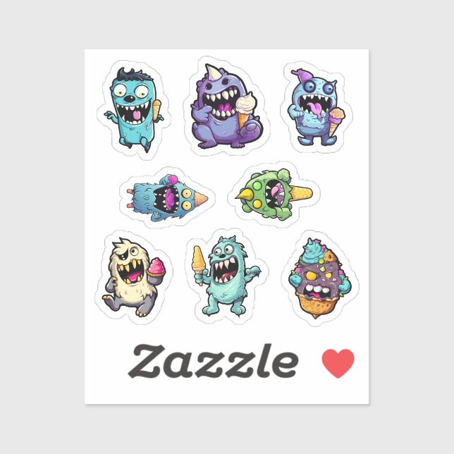 Stickers Monster Ice Cream Party pt 1 (Feuille)