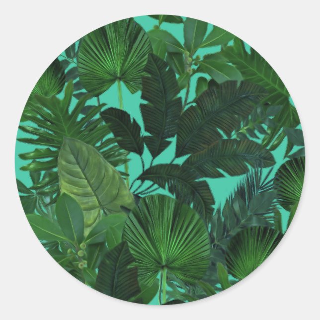 Stickers Motif à feuilles tropicales vertes (Devant)