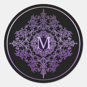 Stickers Motif Monogramme violet en fibre