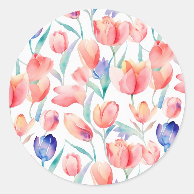 Stickers Motif Tulipes Aquarelles (Devant)