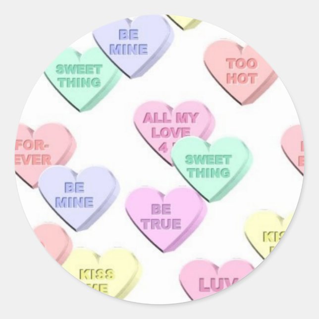Stickers Motifs Valentine Candy Hearts (Devant)