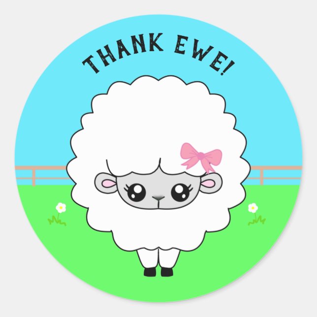 Stickers mouton Merci drôle (Ewe) (Devant)