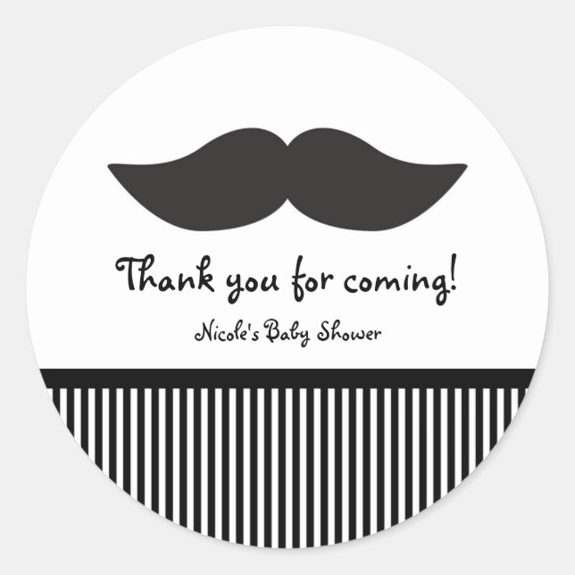 Stickers Mustache Black & White Modern Party (Devant)